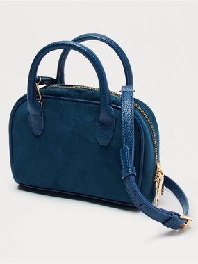 Fashion Nova Faux Suede Satchel Teal w/ Gold Hardware